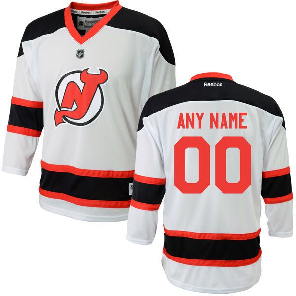 Reebok New NHL Jersey Devils Youth Replica Away Custom NHL Jersey - White->->Custom Jersey